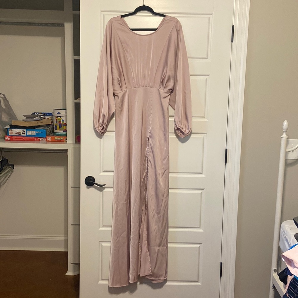 Long sleeve, floor length formal dress